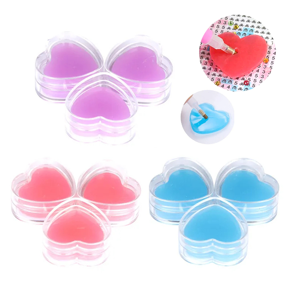 Embroidery Painting - 3/6pcs Heart-Shape Diamond Painting Glue Clay