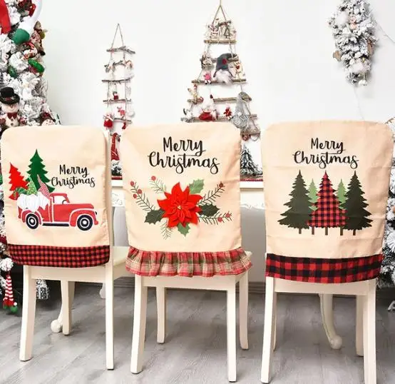 Embroidery Xmas Tree - 4/6/8pcs Christmas Chair Cover Linen Embroidery