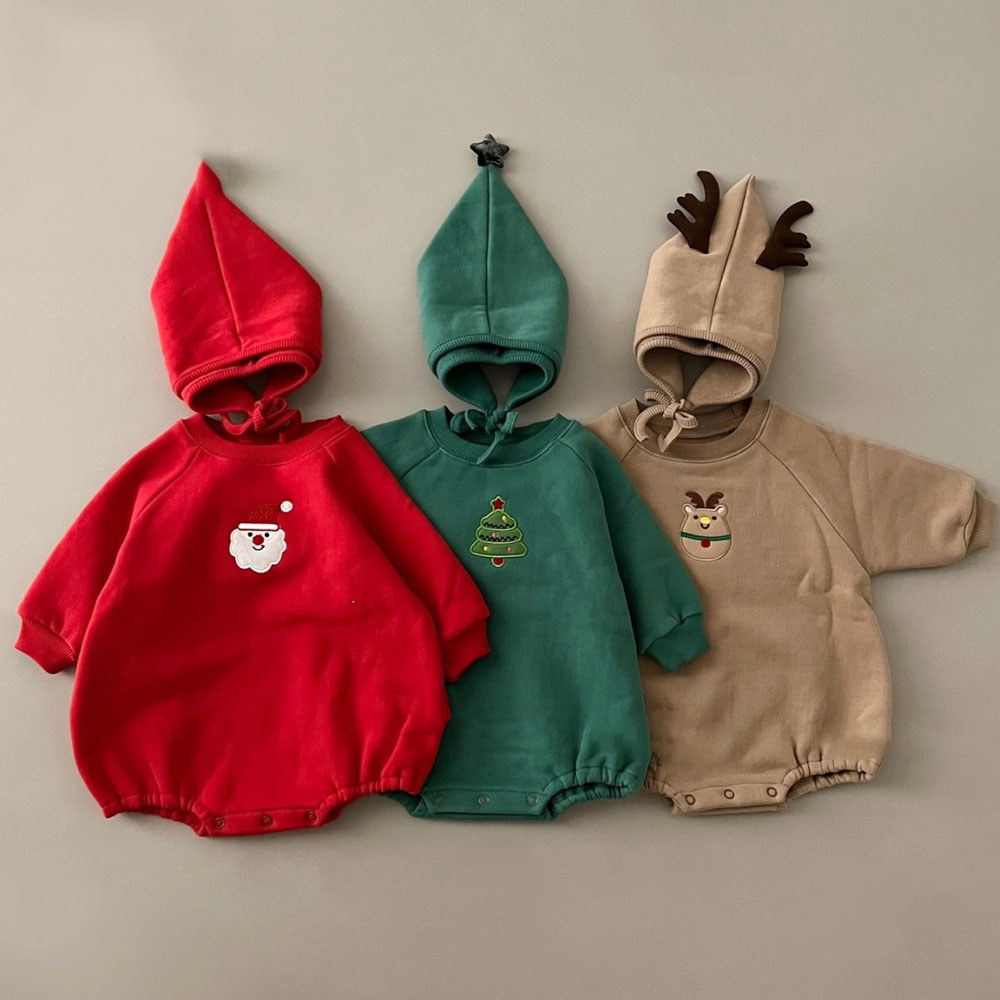 Embroidery Xmas Tree - Baby Christmas Romper with Hat 0-24M