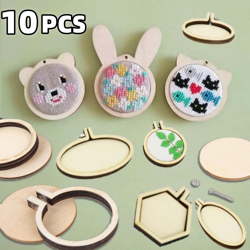 Embroidery Ring - 10PCS Mini Embroidery Hoop Wooden Ring