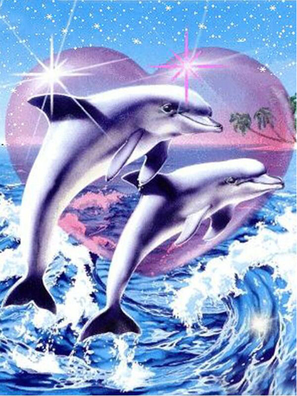 Embroidery Painting - Frameless, Diamond Painting Dolphin Full Square