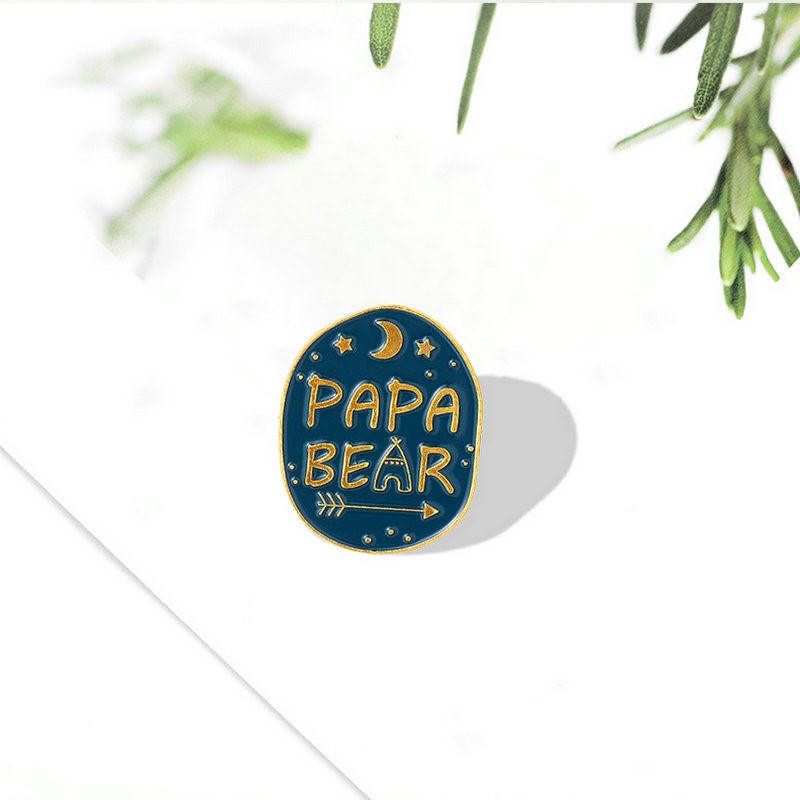 Embroidery Love - Mama Papa Bear Enamel Pins Custom