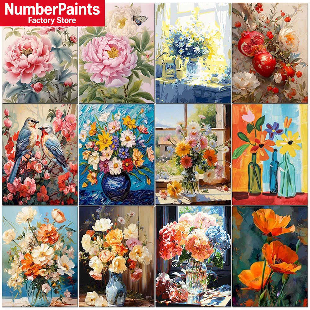 Embroidery Translate - Paintings By Number Flower Scenery Hand