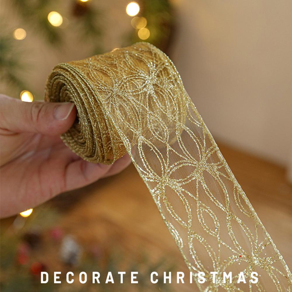 2M Gold Glitter Organza Wired  - Embroidery Xmas Tree 评论和价格