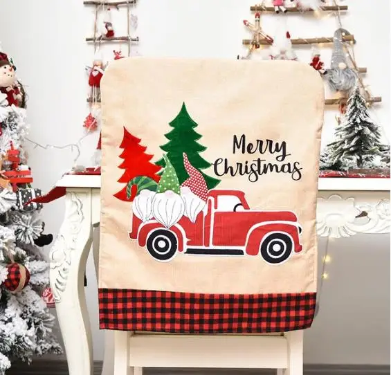 4/6/8pcs Christmas Chair Cover - Embroidery Xmas Tree 评论和价格