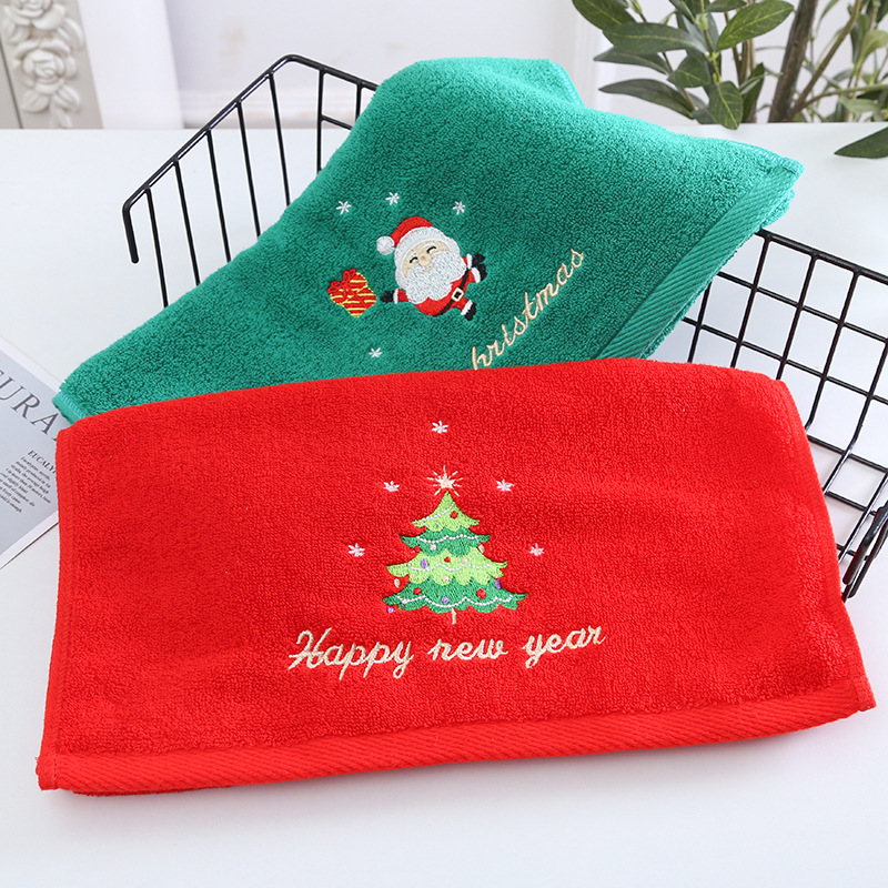 1PC 35*75cm Bathroom Towel Cor - Embroidery Xmas Tree 评论和价格