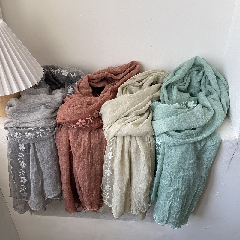 Cotton Linen Lace Splicing Sca - Embroidery Towel 评论和价格