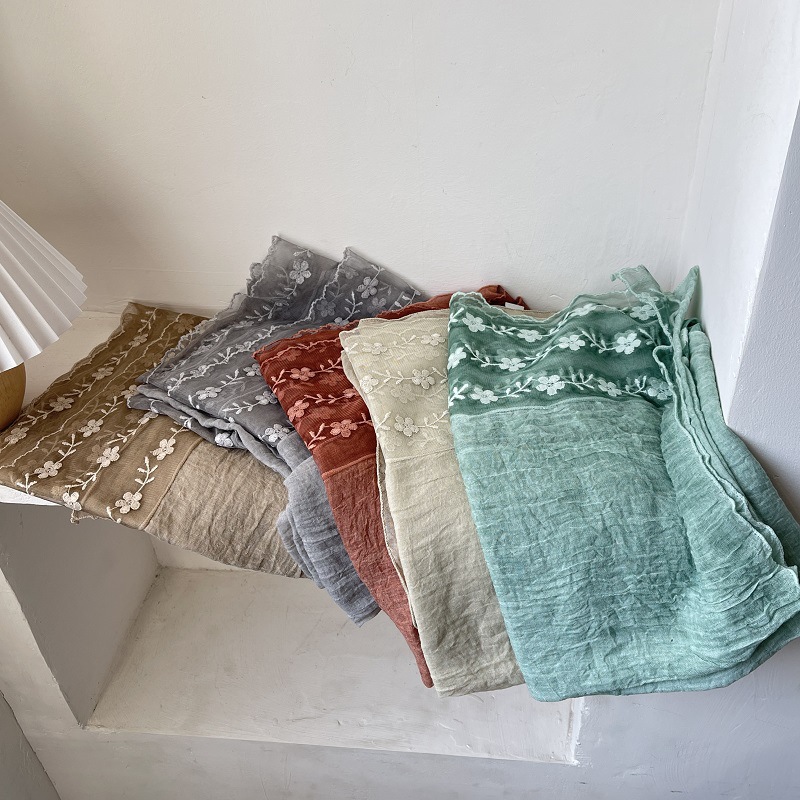 Cotton Linen Lace Splicing Sca - Embroidery Towel 评论和价格