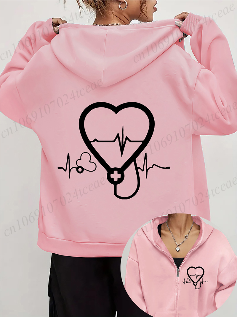 Women's Autumn Winter Hoodies  - Embroidery Zip Up Hoodie 评论和价格