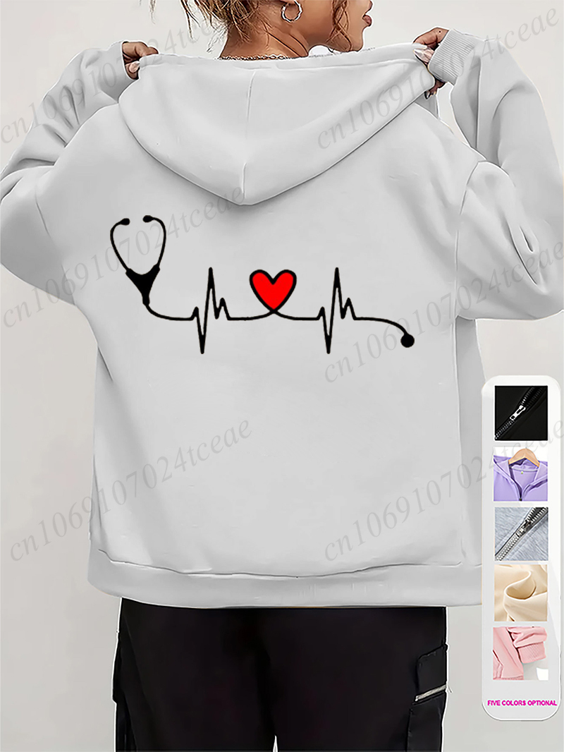Women's Autumn Winter Hoodies  - Embroidery Zip Up Hoodie 评论和价格