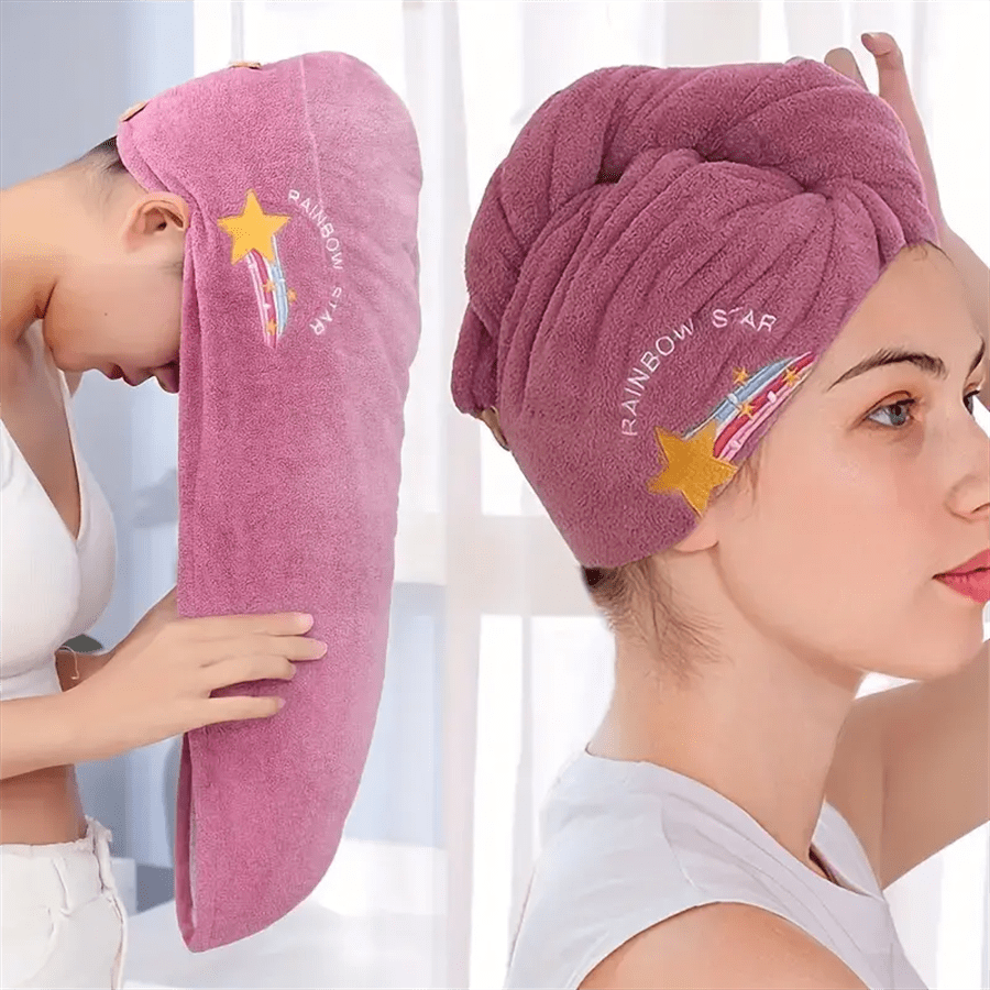 Quick-Dry Coral Fleece Hair To - Embroidery Towel 评论和价格