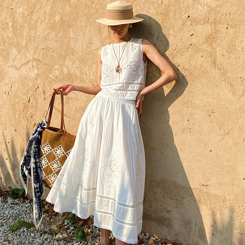 French Designer Boho White Cot - Embroidery Eyelet 评论和价格