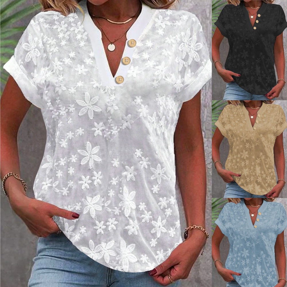 Cropped Shirt White Lace Blous - Embroidery Eyelet 评论和价格