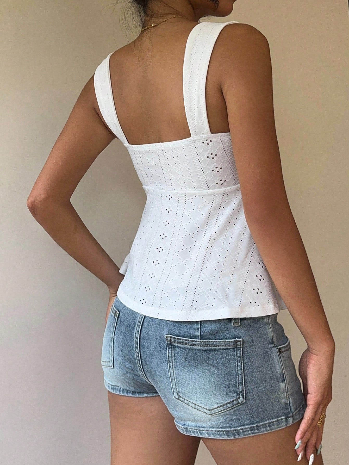 Women Wide Strap Eyelet Embroi - Embroidery Eyelet 评论和价格