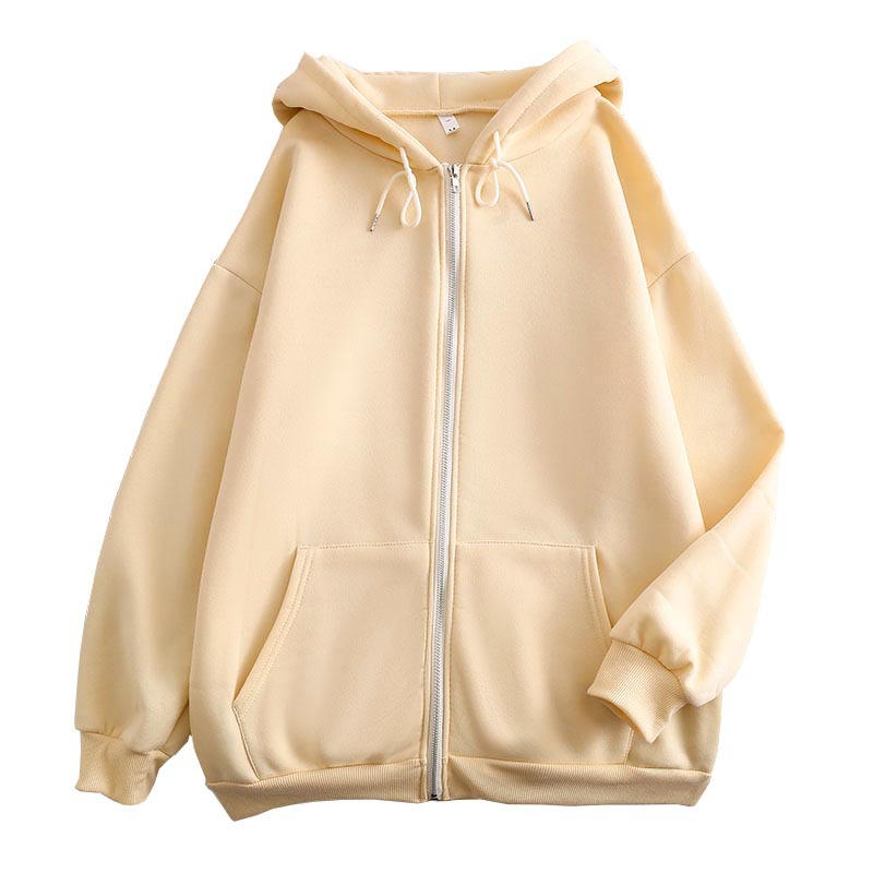 Spring and Autumn Zipper Solid - Embroidery Zip Up Hoodie 评论和价格