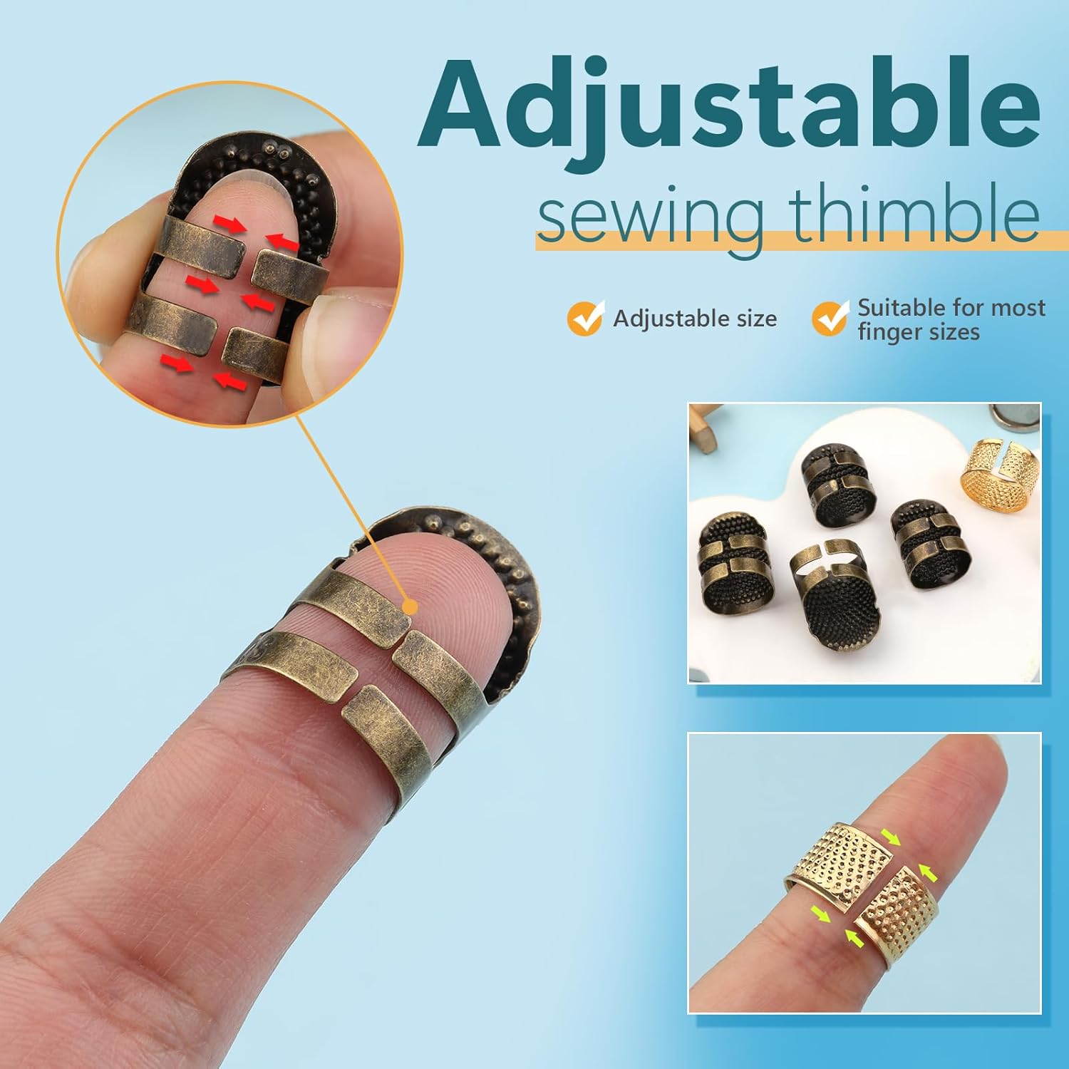 8PCS Sewing Thimble Kit for Ha - Embroidery Ring 评论和价格