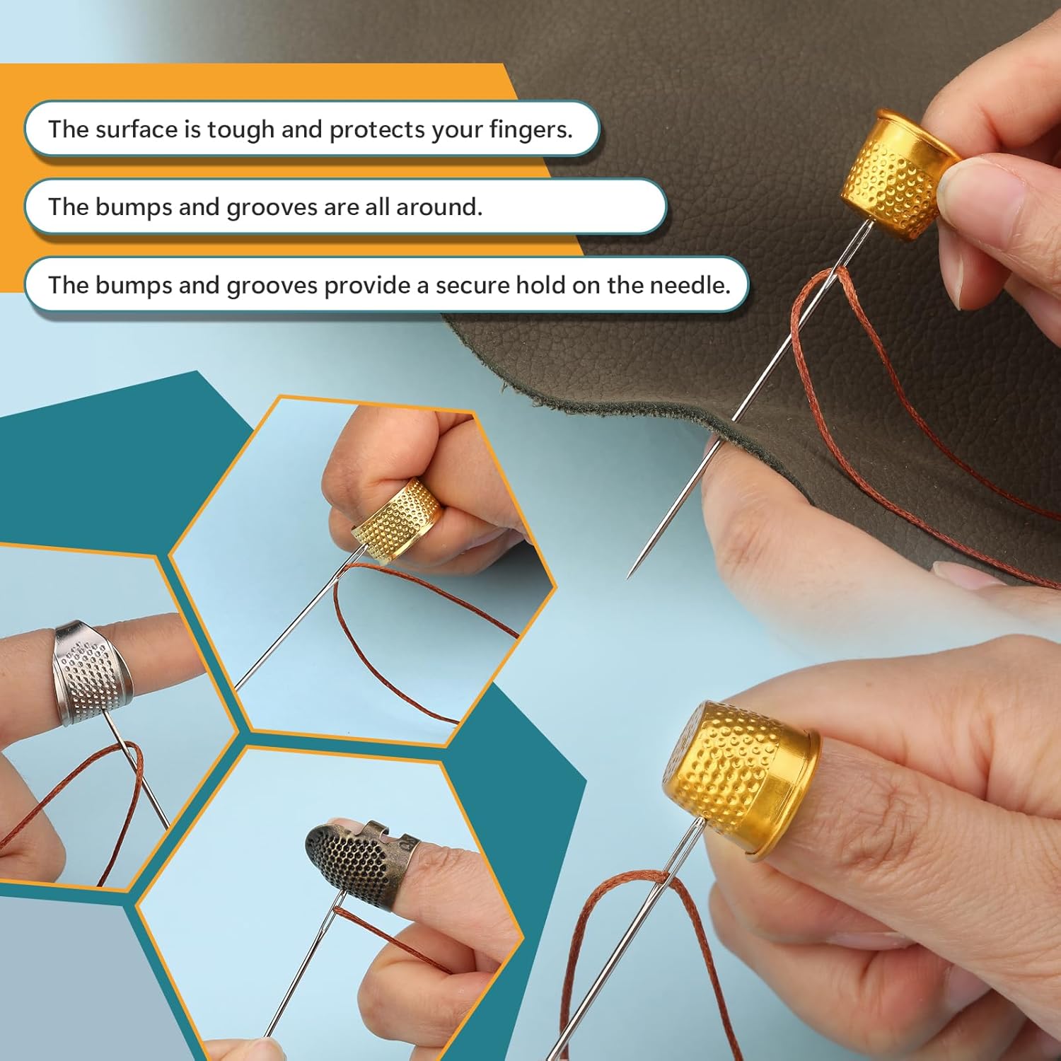 8PCS Sewing Thimble Kit for Ha - Embroidery Ring 评论和价格