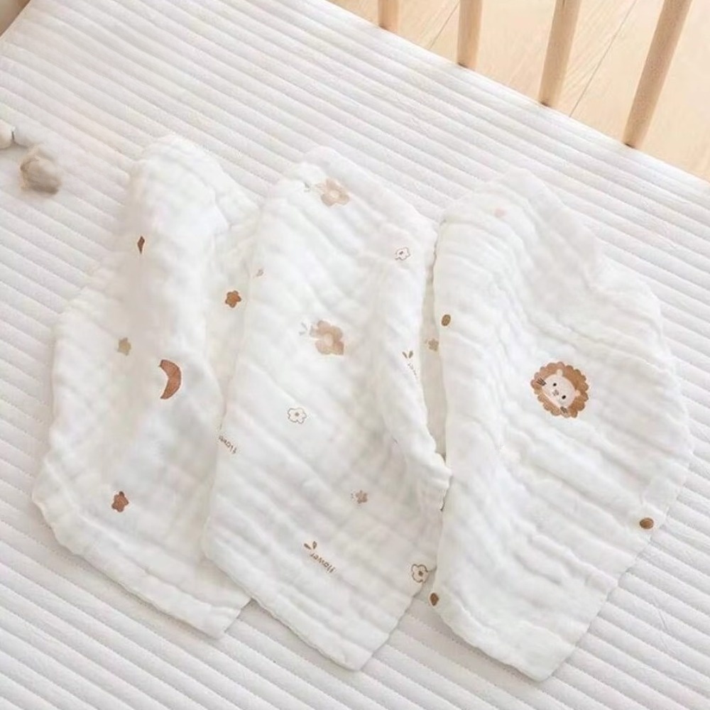 2PCS 6 Layer Cotton Baby Saliv - Embroidery Towel 评论和价格
