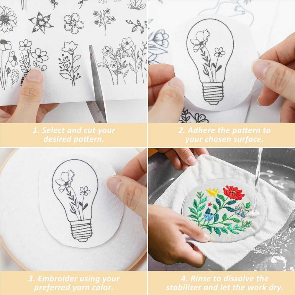 Water Soluble Embroidery Patte - Water Soluble Stabilizer 评论和价格