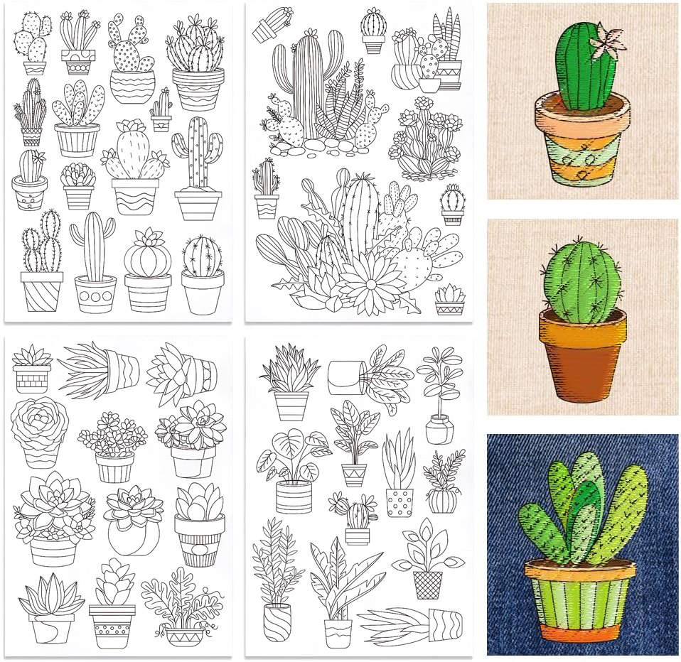 48Pcs Cactus Embroidery Self-A - Water Soluble Stabilizer 评论和价格