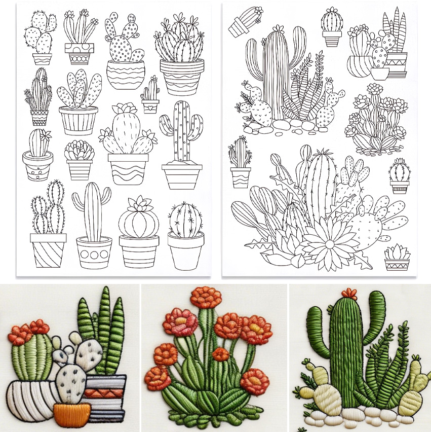 48Pcs Cactus Embroidery Self-A - Water Soluble Stabilizer 评论和价格