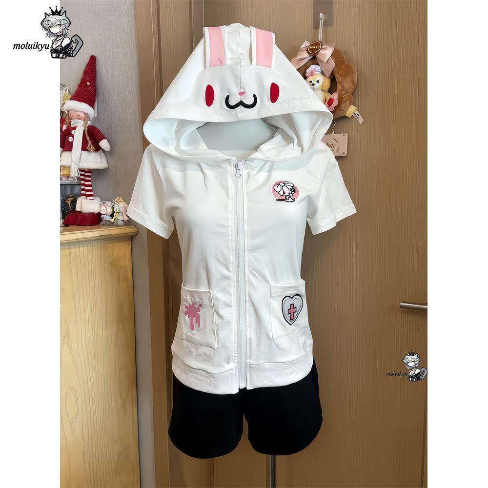 Kawaii Anime Hoodie Short Slee - Embroidery Zip Up Hoodie 评论和价格