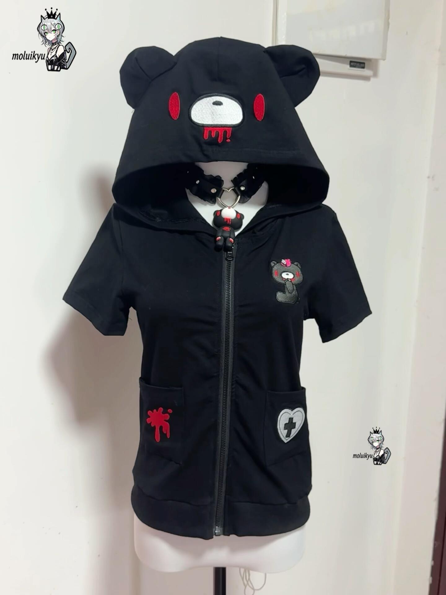 Kawaii Anime Hoodie Short Slee - Embroidery Zip Up Hoodie 评论和价格