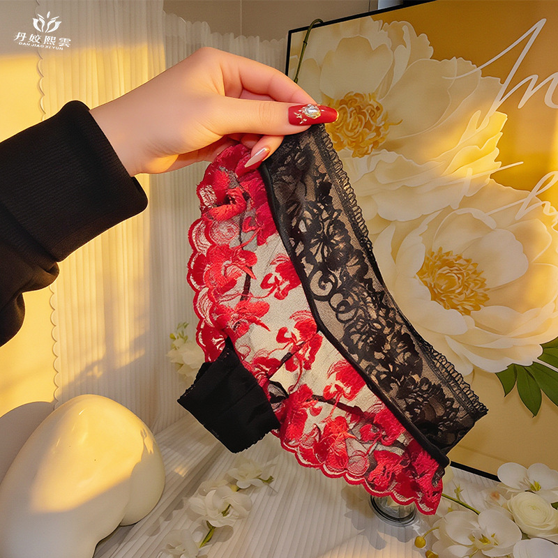 【1pcs】lingeries femme ultra ho - Embroidery Red 评论和价格