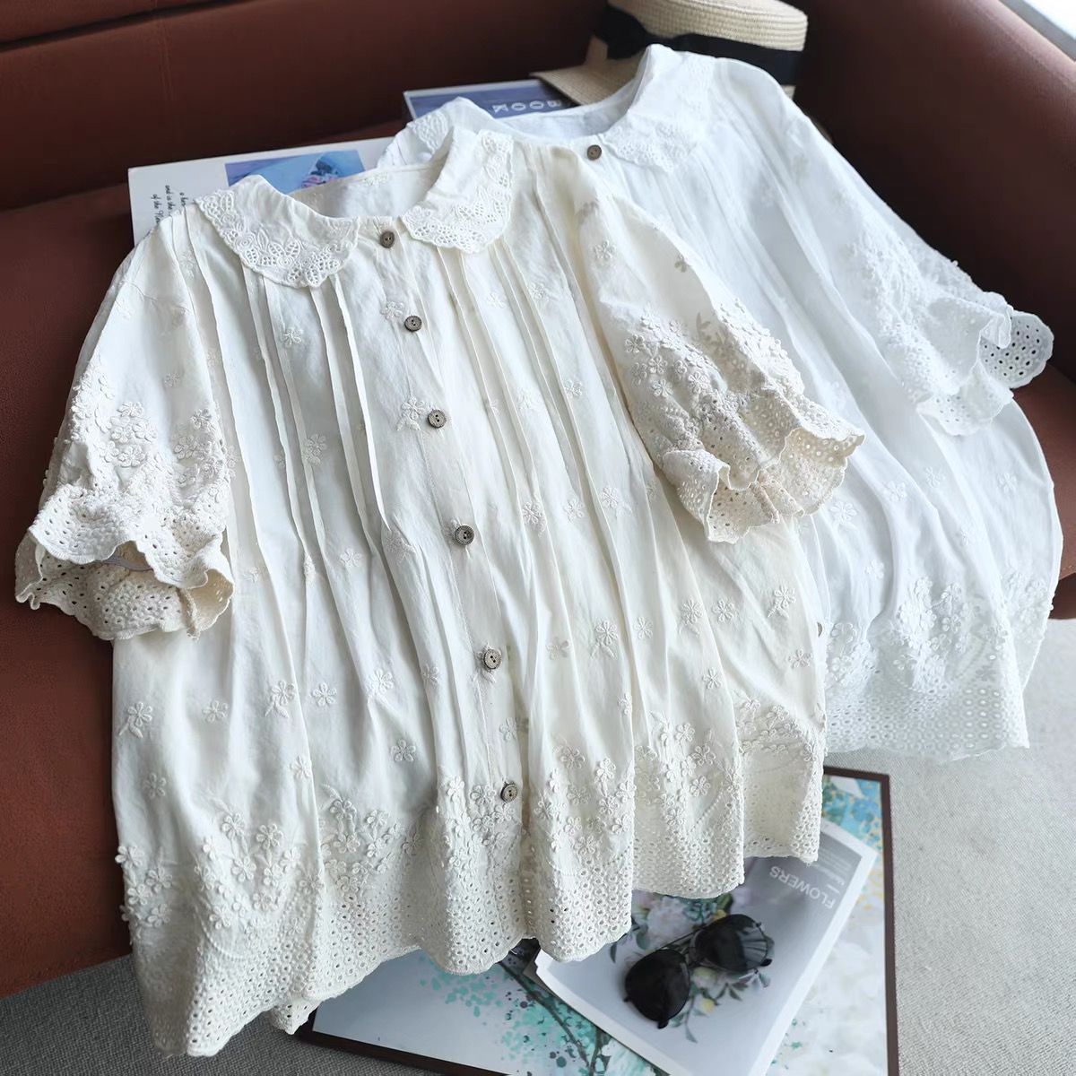 2026 Women Lace Peter Pan Coll - Embroidery Eyelet 评论和价格