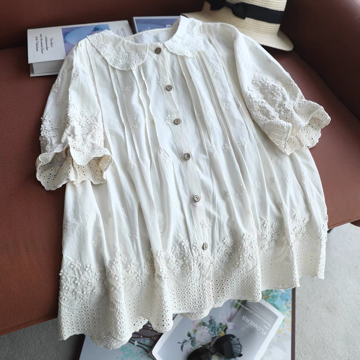 2026 Women Lace Peter Pan Coll - Embroidery Eyelet 评论和价格