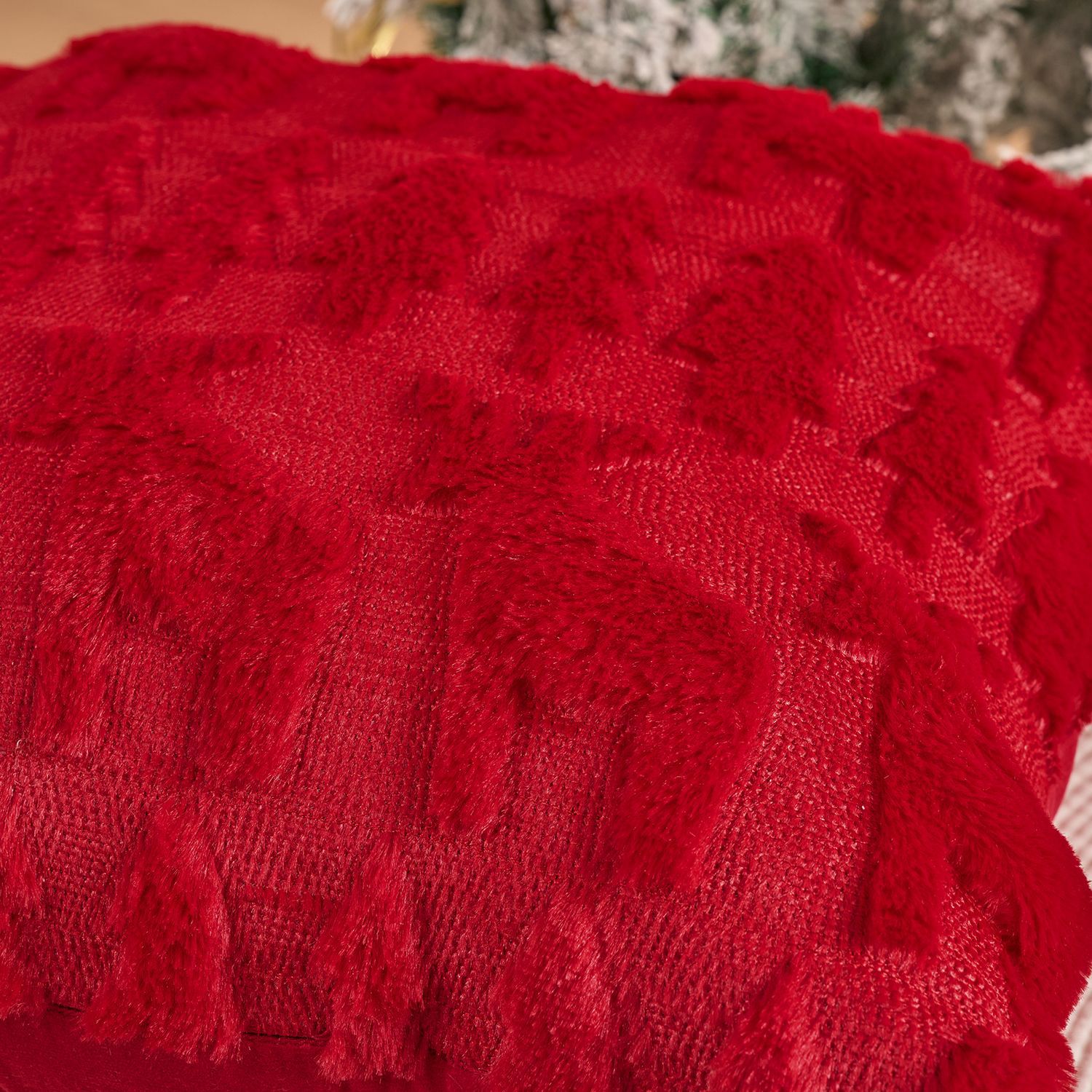 Christmas Plush Pillow Cover S - Embroidery Xmas Tree 评论和价格