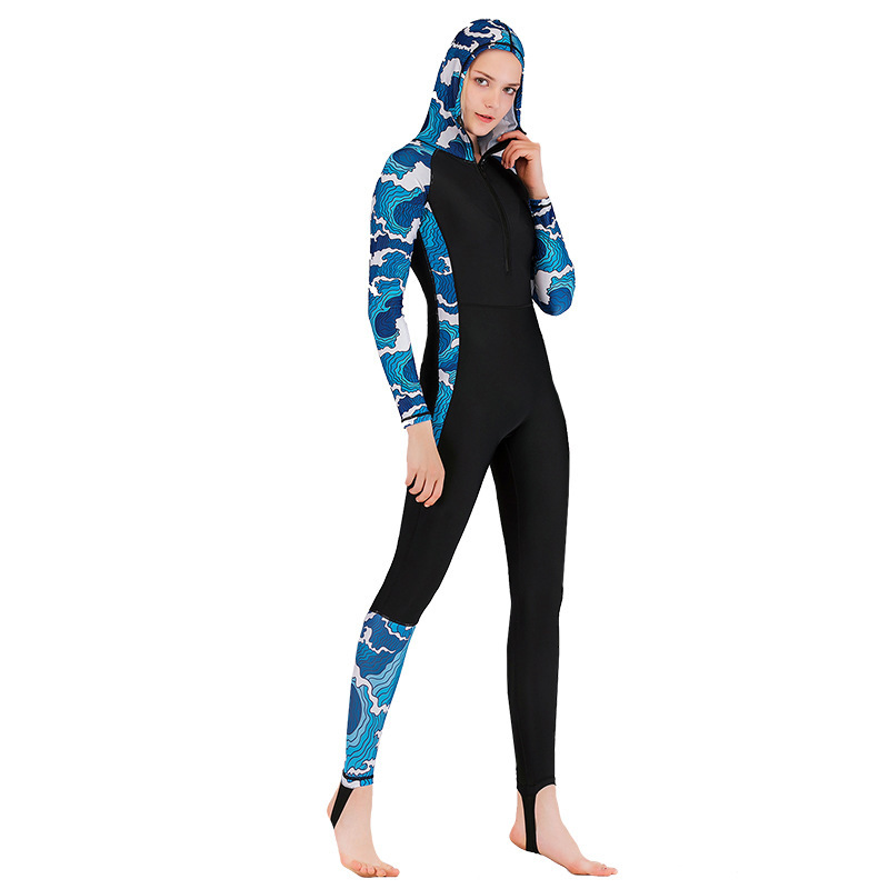 Full Body Swim Dive Skin Suit  - Embroidery Zip Up Hoodie 评论和价格
