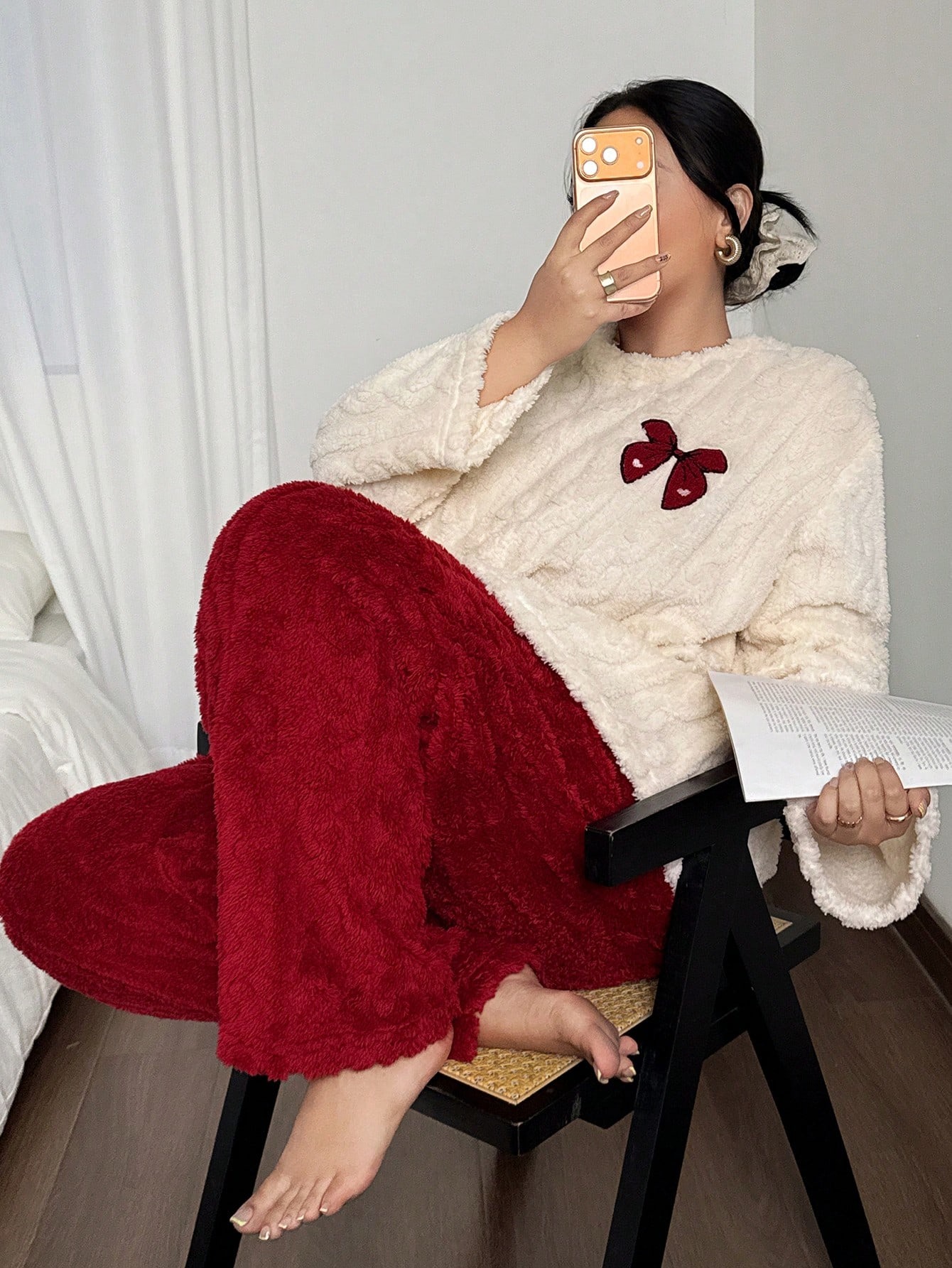 Plus Size 1XL-5XL Women Autumn - Embroidery Red 评论和价格
